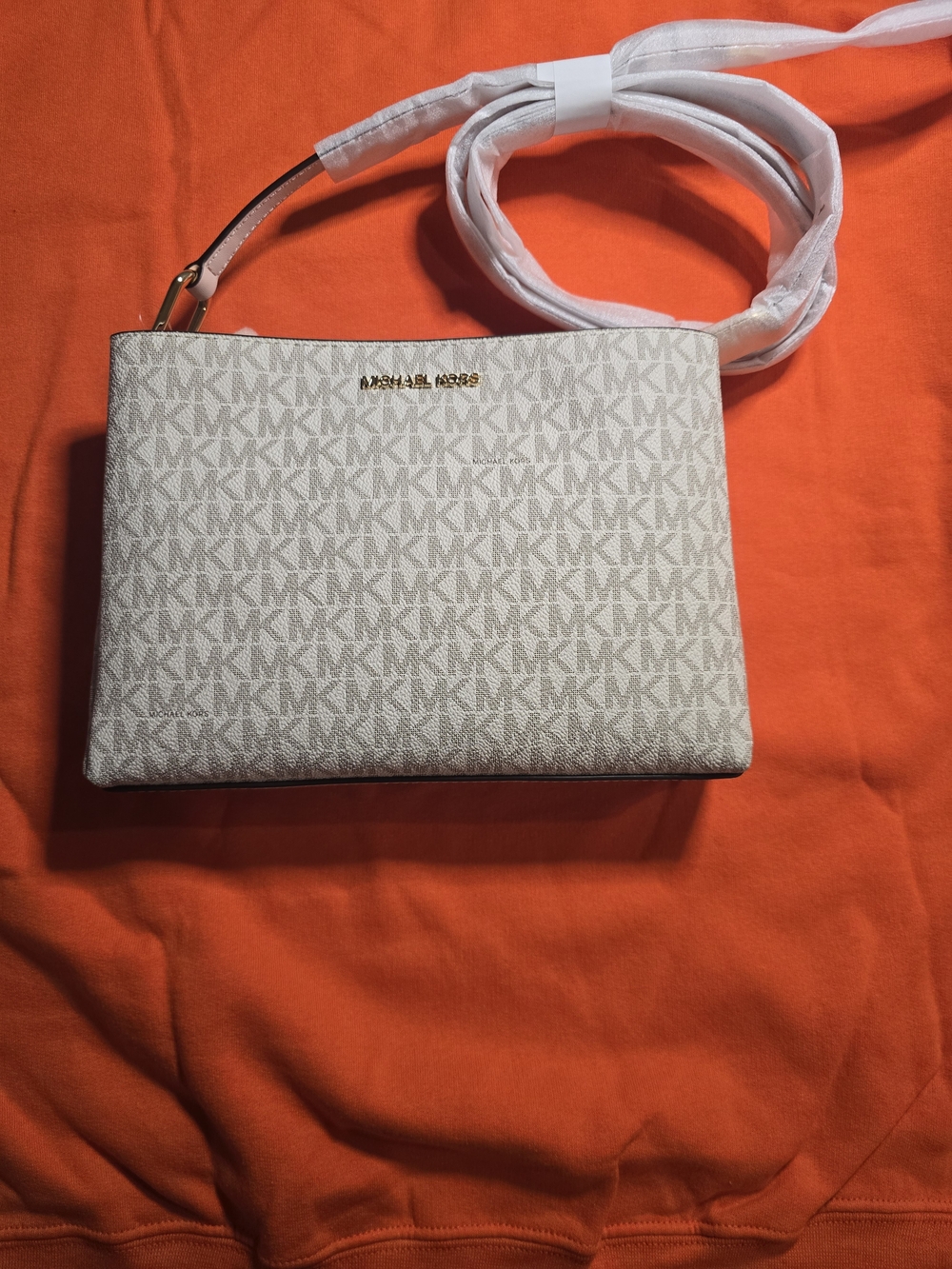 Michael Kors White Logo Crossbody Bag Blush/cream